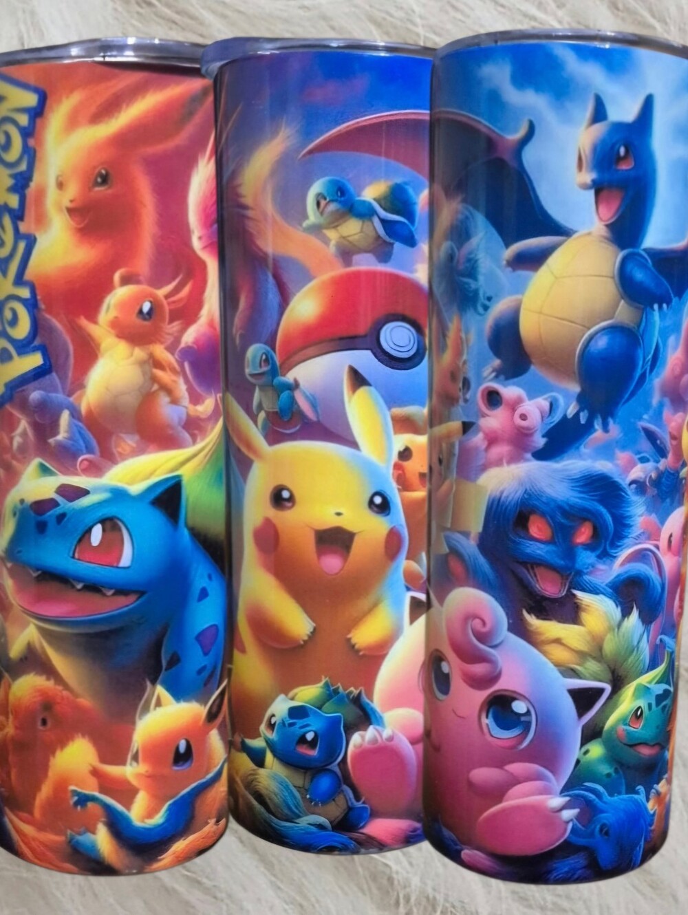 Pokémon Character Tumbler 20oz Colorful Pikachu, Bulbasaur & More